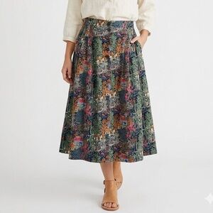 Vintage Collection Toussaint Folk Midi Skirt Cottagecore Whimsical Art to Wear